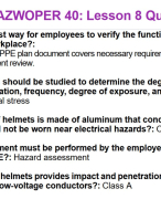 HAZWOPER 40: Lesson 8 Quiz (with 100% Verified Answers) 2024