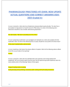 PHARMACOLOGY PROCTORED ATI EXAM. NEW UPDATE ACTUAL QUESTIONS AND CORRECT ANSWERS 2024-2025 Graded A+