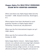 Kappa Alpha Psi MULTIPLE VERSIONS  EXAM WITH VERIFIED ANSWERS
