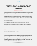 CLMS CERTIFICATION EXAM LATEST 2024-2025 COMPLETE 300 QUESTIONS AND DETAILED SOLUTIONS