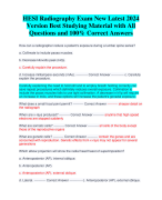 HESI Radiography Exam New Latest 2024  Version Best Studying Material with All  Questions and 100% Correct Answers