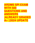 ARDMS SPI EXAM  WITH 500  QUESTIONS AND  ANSWERS  |ALREADY GRADED  A+ ||2024 UPDATE