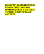 2023 NRNP COMMUNICATIONS  REVIEW QUESTIONS FOR  MIDTERM ( WEEK 1-6) LATEST  VERSION QUESTIONS AND  ANSWERS