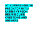 ATI COMPREHENSIVE  PREDICTOR EXAM  LATEST VERSION  RETAKE GUIDE  QUESTIONS AND  ANSWERS