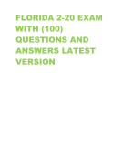 FLORIDA 2-20 EXAM  WITH (100) QUESTIONS AND  ANSWERS LATEST  VERSION