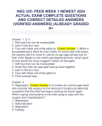NSG 325- PEDS WEEK 1 NEWEST 2024  ACTUAL EXAM COMPLETE QUESTIONS  AND CORRECT DETAILED ANSWERS  (VERIFIED ANSWERS) |ALREADY GRADED  A+