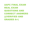 AAPC FINAL EXAM  REAL EXAM  QUESTIONS AND  CORRECT ANSWERS  ||(VERIFIED AND  GRADED A+)