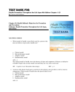 TEST BANK FOR Health Promotion Throughout the Life Span 8th Edition Chapter 1-25 by Carole Lium Edelman