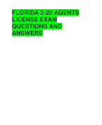 FLORIDA 2-20 AGENTS  LICENSE EXAM  QUESTIONS AND  ANSWERS
