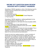 NRCME DOT QUESTION BANK REVIEW  2024/2025 WITH CORRECT ANSWERS