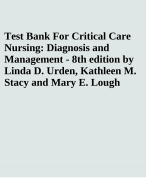 Test Bank For Critical Care Nursing: Diagnosis and Management - 8th edition by Linda D. Urden, Kathleen M. Stacy and Mary E. Lough 