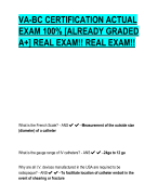 VA-BC CERTIFICATION ACTUAL  EXAM 100% [ALREADY GRADED  A+] REAL EXAM!! REAL EXAM!!