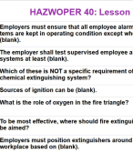 HAZWOPER 40: Lesson 19 Quiz (with Verified Answers) 2024
