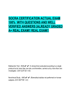 SOCRA CERTIFICATION ACTUAL EXAM  100% WITH QUESTIONS AND WELL  VERIFIED ANSWERS [ALREADY GRADED  A+ REAL EXAM!! REAL EXAM!!