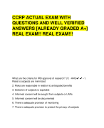 CCRP ACTUAL EXAM WITH  QUESTIONS AND WELL VERIFIED  ANSWERS [ALREADY GRADED A+]  REAL EXAM!! REAL EXAM!!!