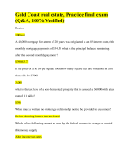 Gold Coast real estate, Practice final exam(Q&A, 100% Verified)