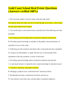 Gold Coast School Real Estate Questions(Answers verified 100%)