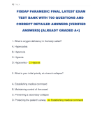 FISDAP PARAMEDIC FINAL LATEST EXAM  TEST BANK WITH 700 QUESTIONS AND  CORRECT DETAILED ANSWERS (VERIFIED  ANSWERS) [ALREADY GRADED A+] 
