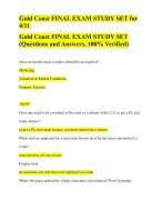 Gold Coast FINAL EXAM STUDY SET| Gold Coast FINAL EXAM STUDY SET for 4/11 (Questions and Answers, 100% Verified)
