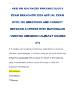 HESI RN ADVANCED PHARMACOLOGY  EXAM BRANDNEW 2024 ACTUAL EXAM  WITH 100 QUESTIONS AND CORRECT  DETAILED ANSWERS WITH RATIONALES  (VERIFIED ANSWERS) [ALREADY GRADED  A+] 