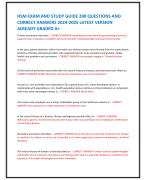 HSM EXAM AND STUDY GUIDE 200 QUESTIONS AND  CORRECT ANSWERS 2024-2025 LATEST VERSION  ALREADY GRADED