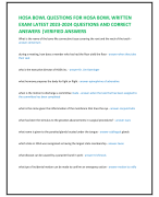 HOSA BOWL QUESTIONS FOR HOSA BOWL WRITTEN  EXAM LATEST 2023-2024 QUESTIONS AND CORRECT  ANSWERS |VER