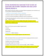 EATING DISORDERS REAL EXAM AND STUDY GYUIDE 120  QUESTIONS AND SCORRECT ANSWERS 2024-2025 LATEST  VERSION GRADED A+