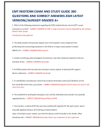 EMT MIDTERM EXAM AND STUDY GUIDE 300 QUESTIONS AND CORRECT ANSWERS 2024 LATEST  VERSION//ALREADY GRADED A+