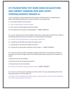 ATI FOUNDATIONS TEST BANK EXAM 250 QUESTIONS  AND CORRECT ANSWERS 2024-2025 LATEST  VERSION//ALREADY GRADED A+