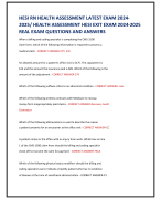 HESI RN HEALTH ASSESSMENT LATEST EXAM 2024- 2025/ HEALTH ASSESSMENT HESI EXIT EXAM 2024-2025 REAL EXAM QUESTIONS AND ANSWERS