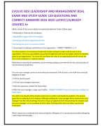 EVOLVE HESI LEADERSHIP AND MANAGEMENT REAL  EXAM AND STUDY GUIDE 120 QUESTIONS AND  CORRECT ANSWERS 