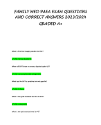 FAMILY MED PAEA EXAM QUESTIONS  AND CORRECT ANSWERS 2023/2024  GRADED A+ 