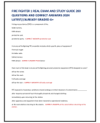 FIRE FIGHTER 1 REAL EXAM AND STUDY GUIDE 200  QUESTIONS AND CORRECT ANSWERS 2024  LATEST//ALREADY GRADED A+