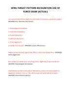 HFRG THREAT PATTERN RECOGNITION USE OF FORCE EXAM (ACTUAL) 2024 QUESTIONS AND ANSWERS