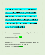 FICEP EXAM NEWEST 2024-2025 REAL EXAM WITH COMPLETE 400 QUESTIONS AND CORRECT DETAILED ANSWERS (VERIFIED ANSWERS)| ALREADY GRADED A+|JUST RELEASED