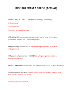 BIO 1201 EXAM 2 GREGG (ACTUAL) 2024 QUESTIONS AND ANSWERS