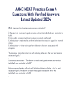 AAMC MCAT Practice Exam 4  Questions With Verified Answers  Latest Updated 2024