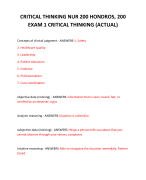 CRITICAL THINKING NUR 200 HONDROS, 200 EXAM 1 CRITICAL THINKING (ACTUAL) 2024 QUESTIONS AND ANSWERS