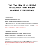 FEMA FINAL EXAM ICS 100: IS-100.C: INTRODUCTION TO THE INCIDENT COMMAND SYSTEM (ACTUAL)2024 QUESTIONS AND ANSWERS 