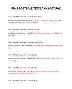 NFHS SOFTBALL TEXTBANK (ACTUAL) 2024 QUESTIONS AND ANSWERS