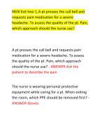 NGN Exit hesi 1,A pt presses the call bell and  requests pain medication for a severe  headache. To assess the quality of the pt. Pain,  which approach should the nurse use?