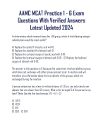 AAMC MCAT Practice 1 - 6 Exam  Questions With Verified Answers Latest Updated 2024