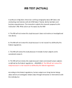 IRB TEST (ACTUAL)  2024 QUESTIONSA AND ANSWERS