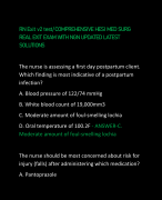 RN Exit v2 test/COMPREHENSIVE HESI MED SURG  REAL EXIT EXAM WITH NGN UPDATED LATEST  SOLUTIONS The nurse is assessing a first day postpartum client.  Which finding is most indicative of a postpartum  infection? A. Blood pressure of 122/74 mmHg B. White blood count of 19,000mm3 C. Moderate amount of foul-smelling lochia D. Oral temperature of 100.2F - ANSWER-C.  Moderate amount of foul-smelling lochia