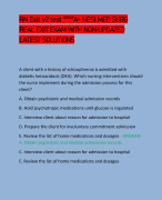 RN Exit v2 test ****A+ HESI MED SURG  REAL EXIT EXAM WITH NGN UPDATED  LATEST SOLUTIONS A client with a history of schizophrenia is admitted with  diabetic ketoacidosis (DKA). Which nursing interventions should  the nurse implement during the admission process for this  client?  A. Obtain psychiatric and medical admission records B. Hold psychotropic medications until glucose is regulated  C. Interview client about reason for admission to hospital D. Prepare the client for involuntary commitment admission E. Review the list of home medications and dosages - ANSWERA. Obtain psychiatric and medical admissions records C. Interview client about reason for admission to hospital E. Review the list of home medications and dosages