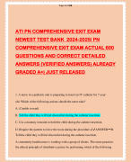 ATI PN COMPREHENSIVE EXIT EXAM NEWEST TEST BANK 2024-2025/ PN COMPREHENSIVE EXIT EXAM ACTUAL 600 QUESTIONS AND CORRECT DETAILED ANSWERS (VERIFIED ANSWERS) ALREADY GRADED A+| JUST RELEASED