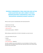 NURSING FUNDAMENTALS FINAL EXAM 2024-2025 ACTUAL EXAM QUESTIONS AND 100% CORRECT DETAILED ANSWERS/NURSING FUNDAMENTALS FINAL EXAM 2024(VERIFIED ANSWERS)|ALREADY GRADED A+