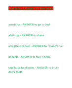 Realidades 2 Chapter 2A Vocabulary acostarse - ANSWER-to go to bed afeitarse - ANSWER-to shave arreglarse el pelo - ANSWER-to fix one's hair bañarse - ANSWER-to take a bath cepillarse los dientes - ANSWER-to brush  one's teeth