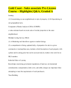 Gold Coast - Sales associate Pre-License Course – Highlights| Q&A, Graded A