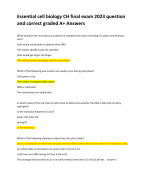 Essential cell biology CH final exam 2023 question  and correct graded A+ Answers